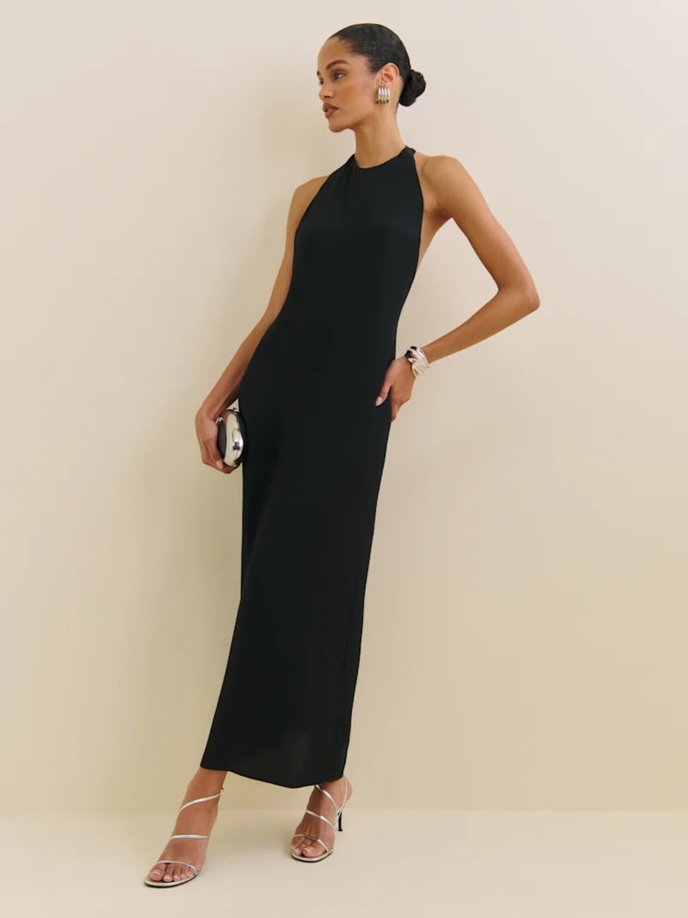 Reformation Black Halter Maxi Dress